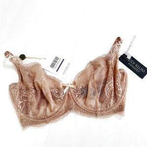 Heidi Klum Intimates Johana Shadow Gray/Scallop Shell Underwire Lace Bra Tan 32F